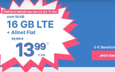 simplytel Mega Deal: 16 GB LTE jetzt für nur 13,99 Euro monatlich!