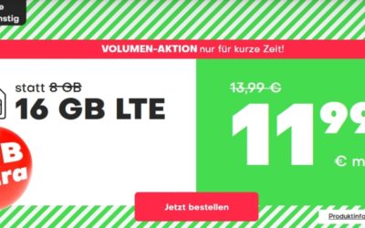 handyvertrag.de: 16 GB LTE + Allnet- und SMS-Flat für nur 11,99 € monatlich!