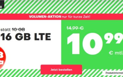 16 GB LTE + Allnet- und SMS-Flat jetzt nur 10,99 € bei handyvertrag.de!