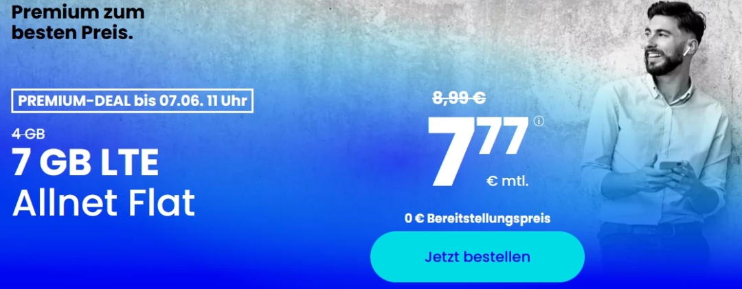 Premium-Deal: Jetzt 7 statt 4 GB Datenvolumen für nur 7,77 € bei PremiumSIM!