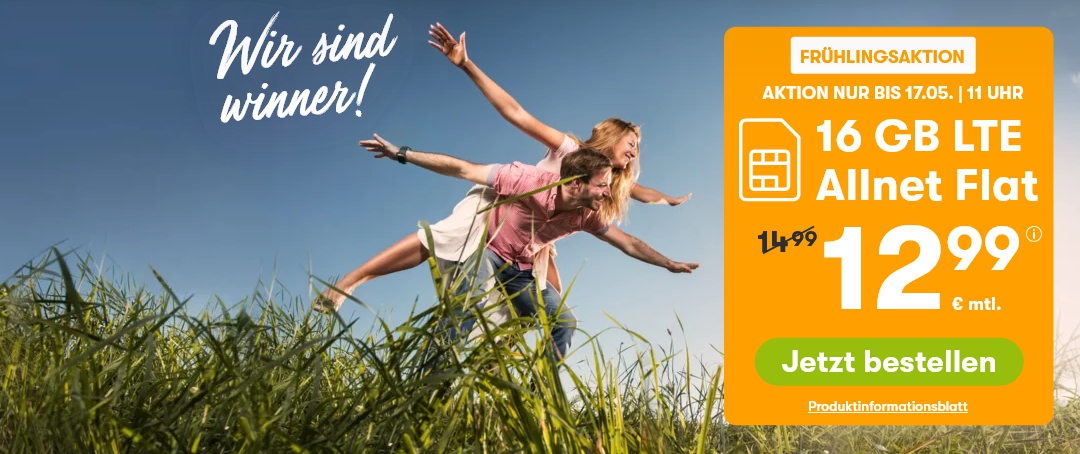 winSIM Frühlingsaktion: 16 GB LTE-Datenvolumen jetzt für nur 12,99 €!